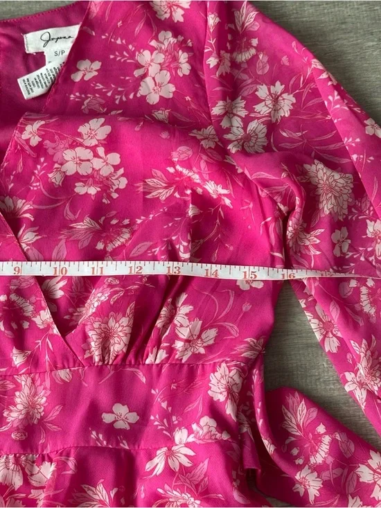 Japna Hot Pink Floral Wrap Dress Cottage - Picture 2 of 7